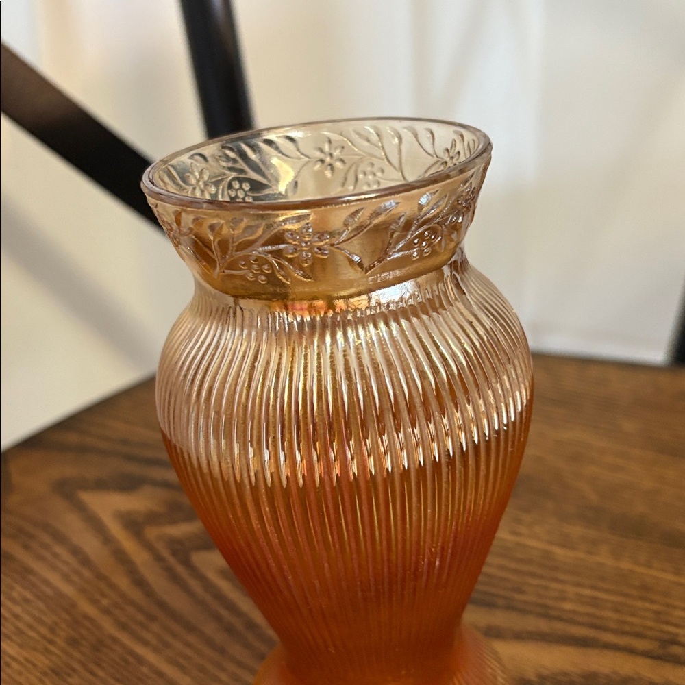 Marigold Carnival Glass vase - Picture 2 of 3
